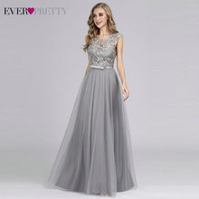 Load image into Gallery viewer, Ever Pretty Grey Bridesmaid Dresses For Women A-Line O-Neck Bow Sashes Elegant Lace Wedding Party Dresses Sukienki Weselne 2019