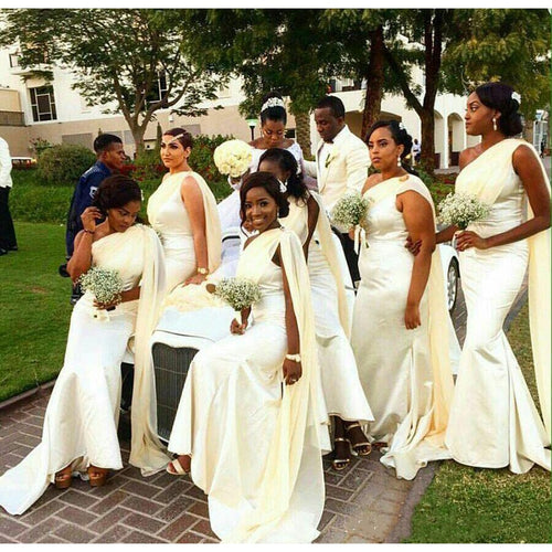 2019 One Shoulder Mermaid Bridesmaids Dresses Long Elegant African Bridesmaid Maid of Honor Gown Wedding Party Guest Dress